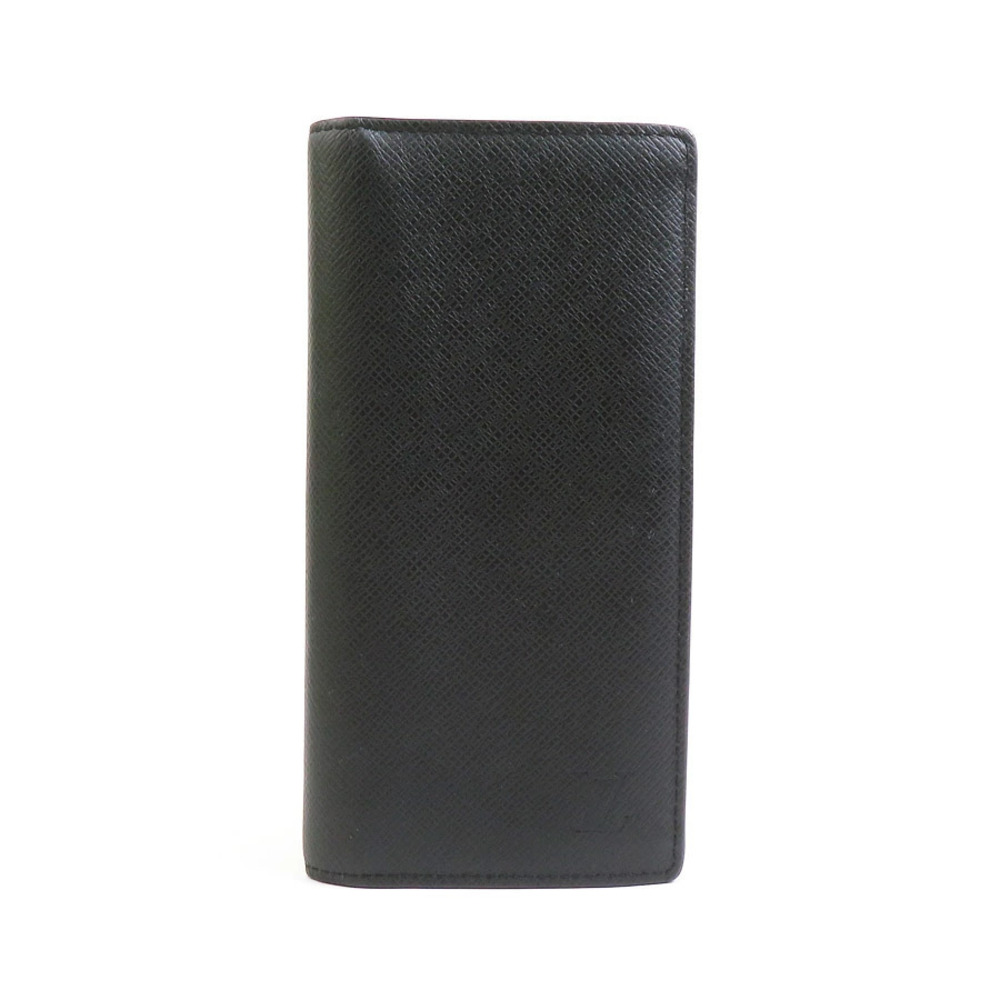 Louis Vuitton Bifold Long Wallet Taiga Portefeuille Brazza Leather Black